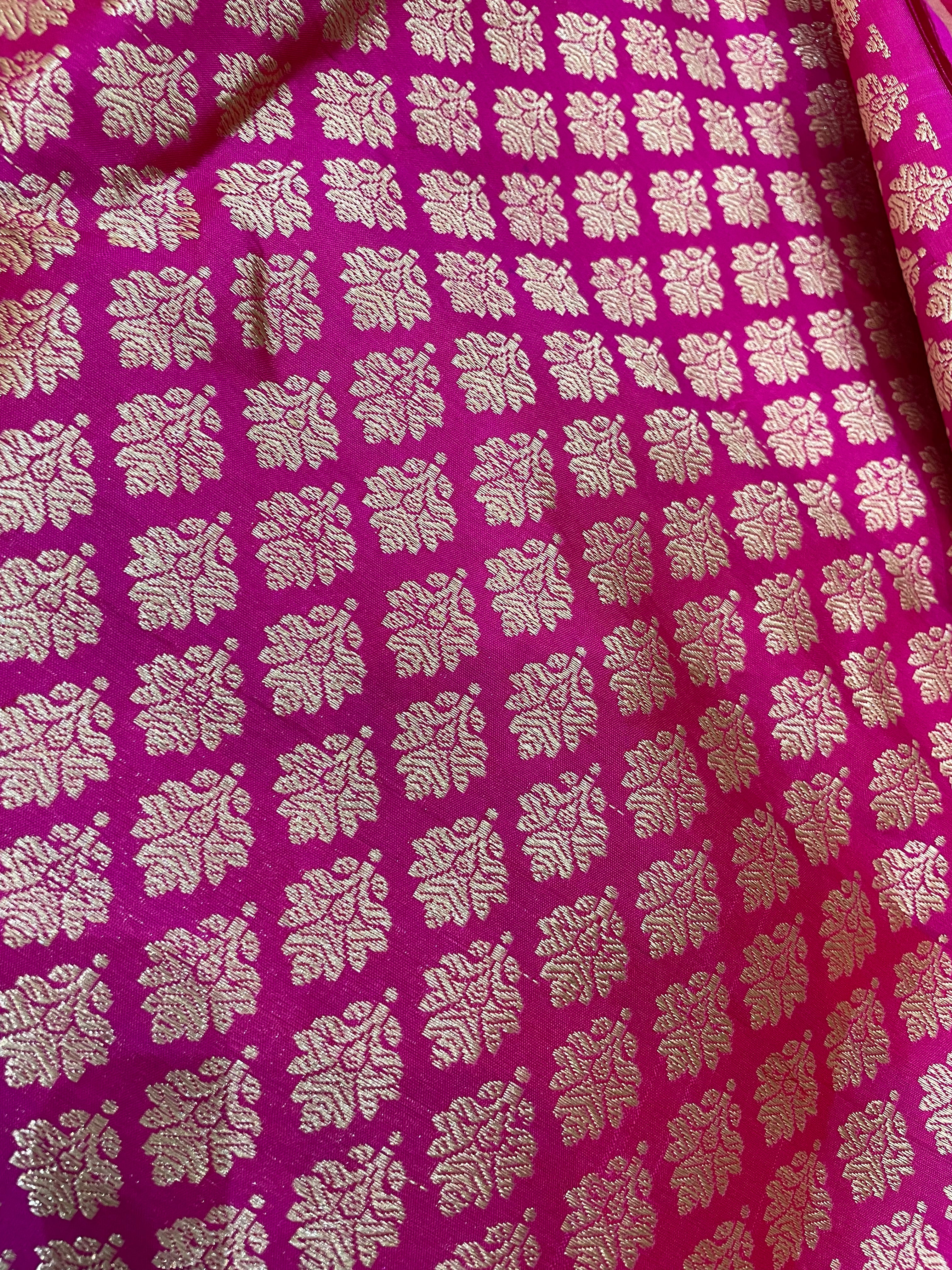 Rhea Pink Handwoven Pure Kataan Silk Banarasi Lehenga