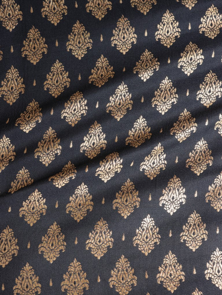 Black and Gold Banarasi Fabric
