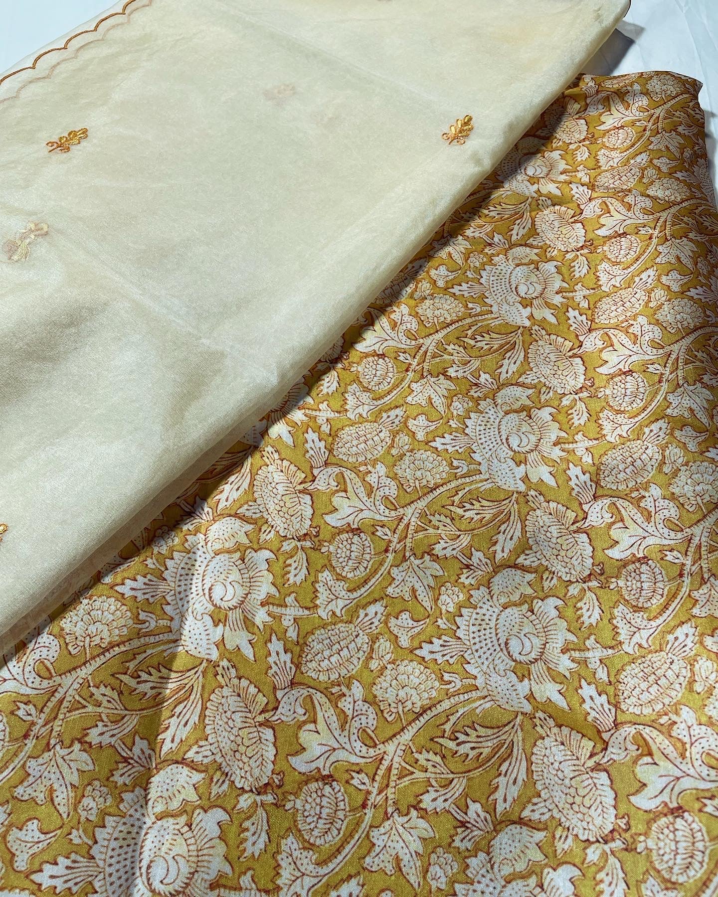 Unstitched Tussar Silk 3 Pc Suit Fabric
