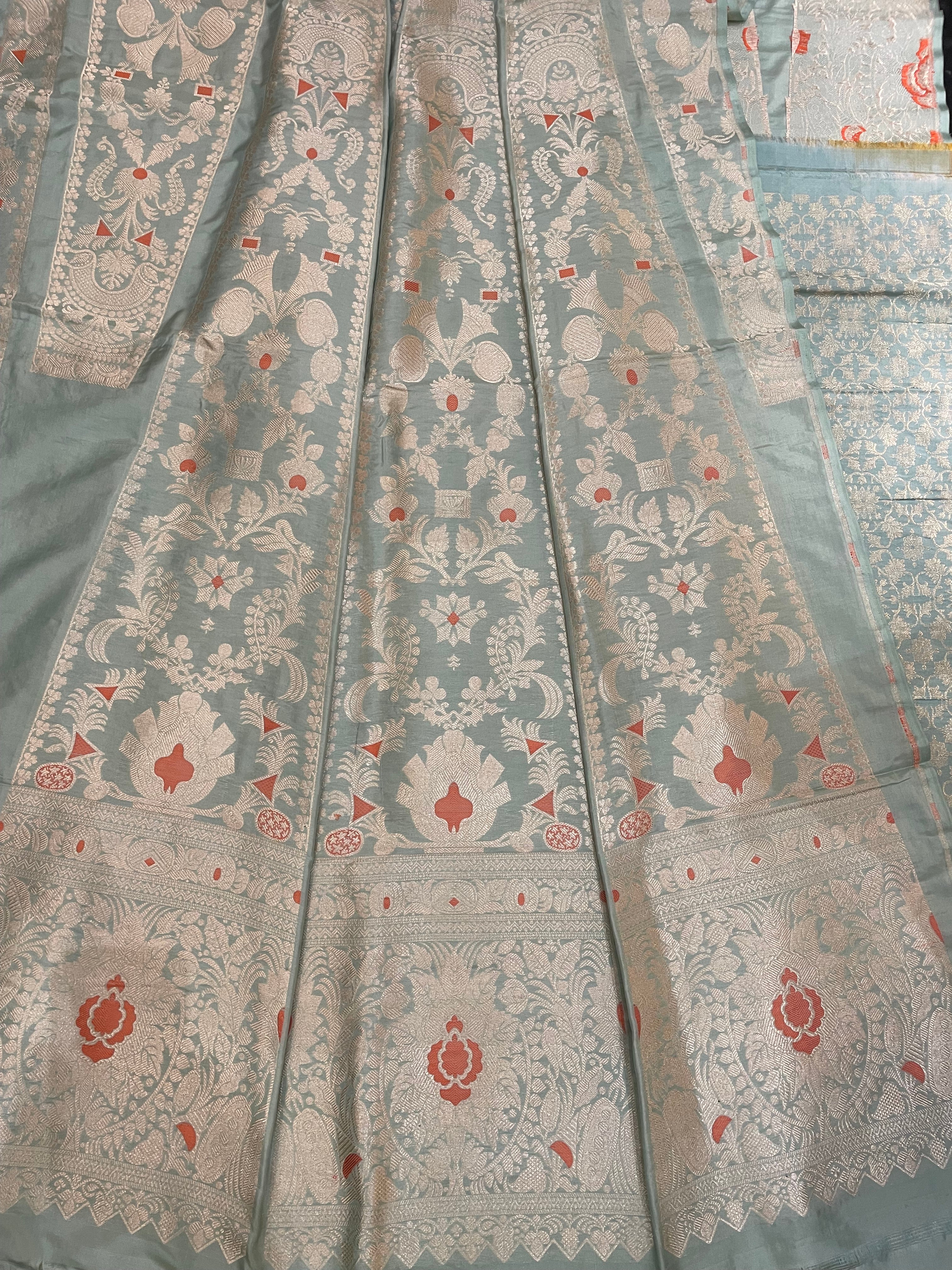 Aarohi Pastel Blue Handwoven Pure Silk Banarasi Lehenga