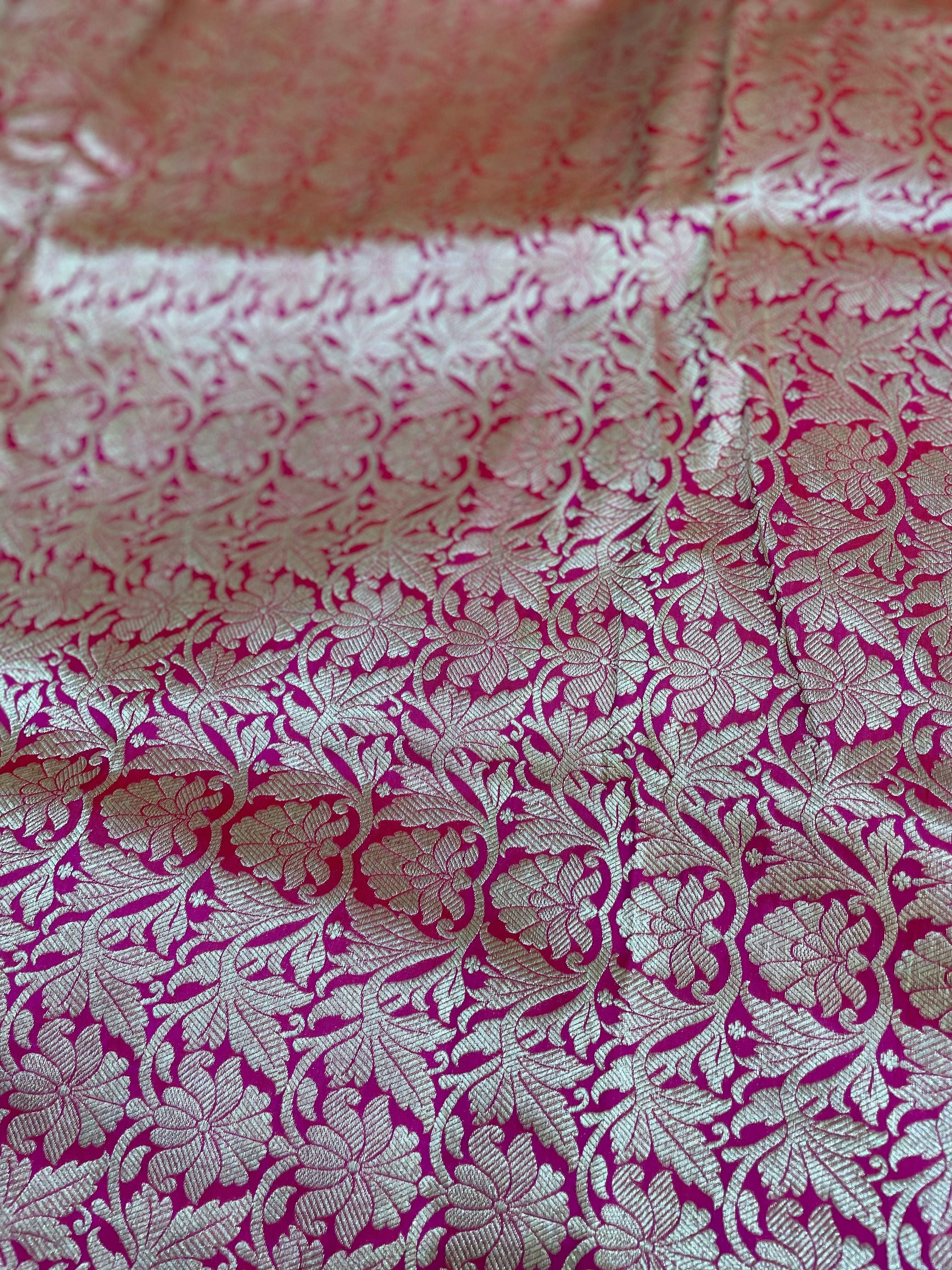 Chhavi Pink Handwoven Pure Silk Banarasi Lehenga