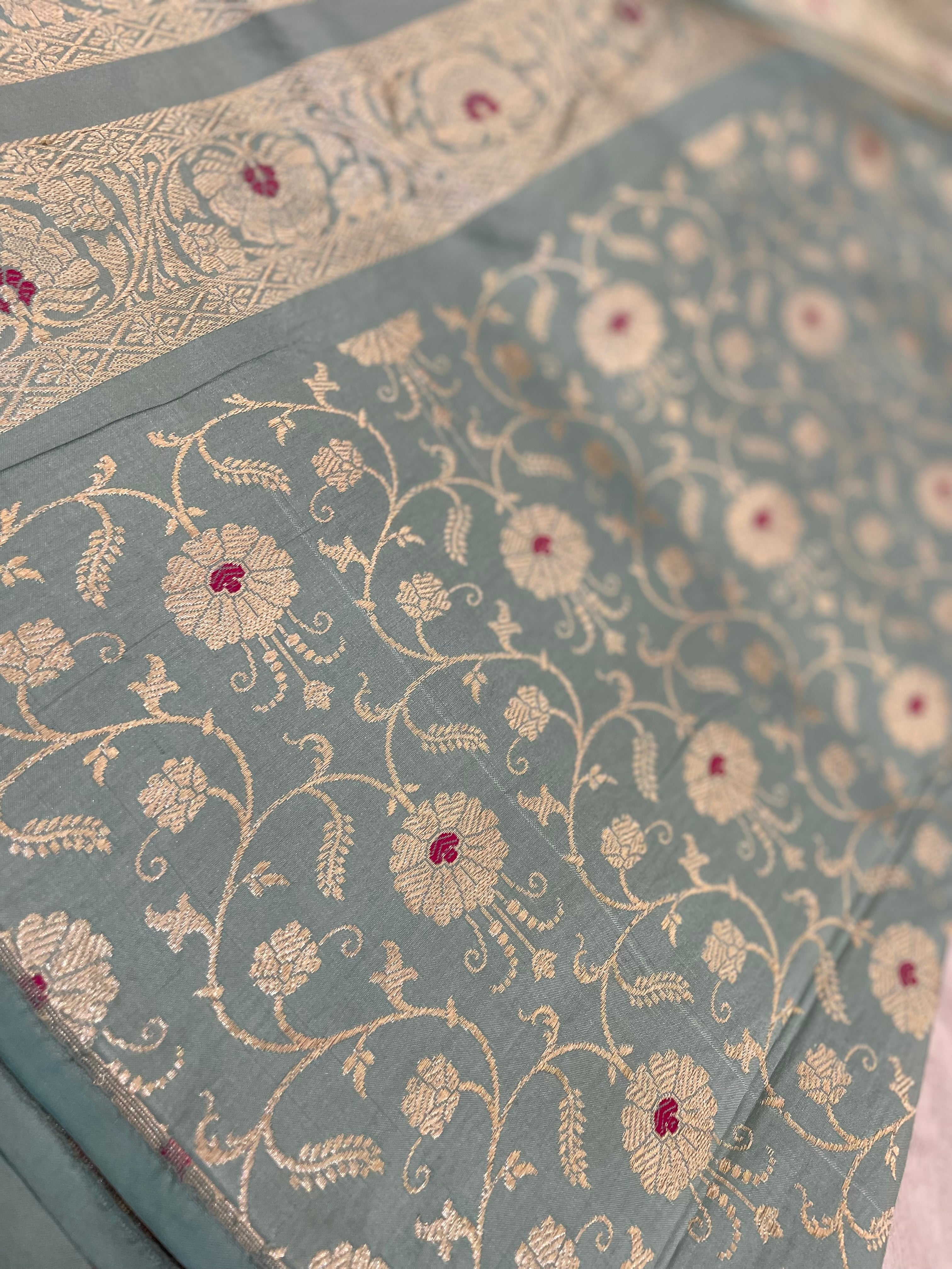 Mandala Pastel Handwoven Pure Silk Banarasi Meenakari Lehenga