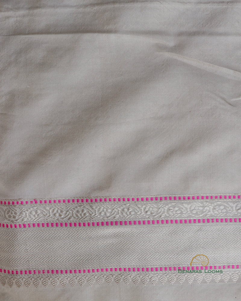 Cream Handwoven Pure Silk Banarasi Saree
