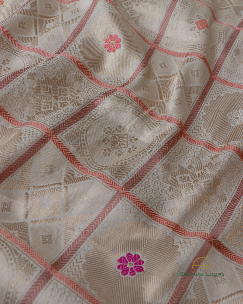 Cream Handwoven Pure Silk Banarasi Saree