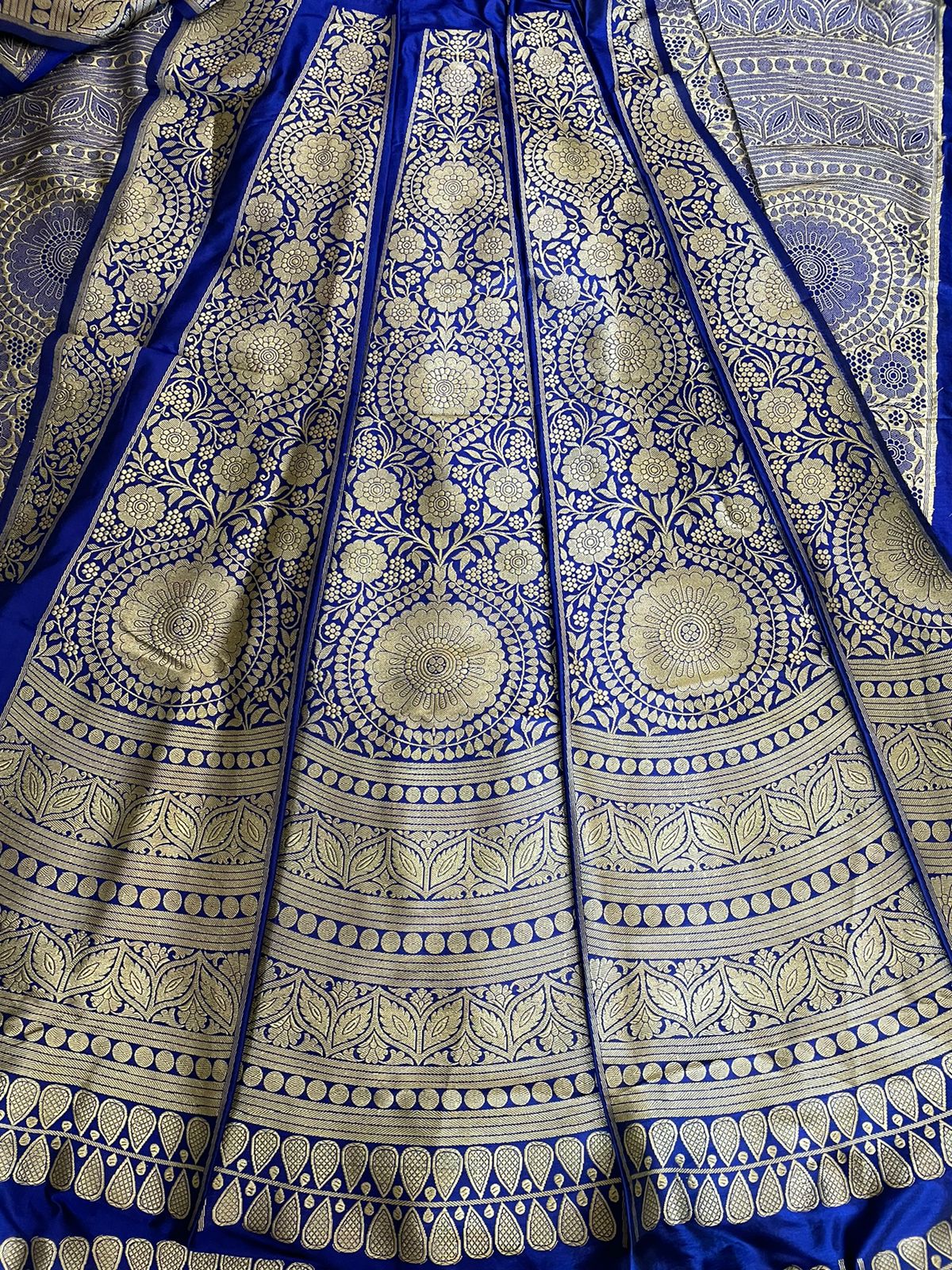 Mandala Blue Handwoven Pure Silk Banarasi Lehenga