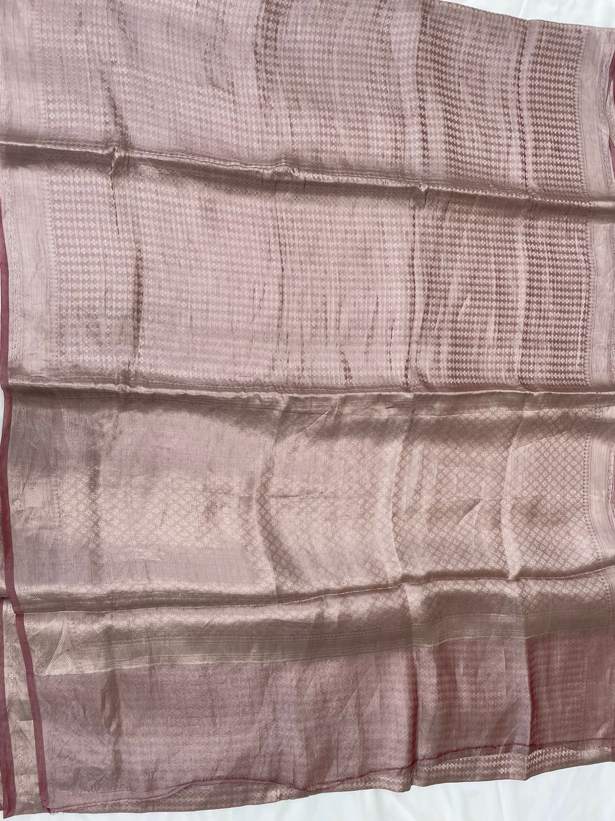 Rust Pink Handwoven Pure Tissue Silk Saree