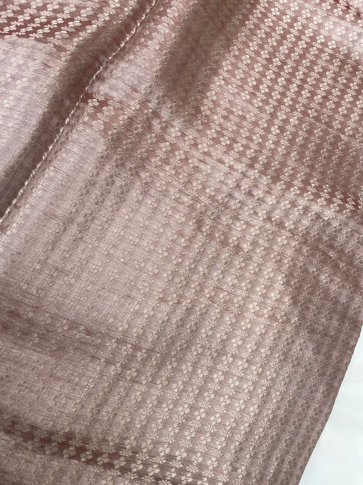 Rust Pink Handwoven Pure Tissue Silk Saree