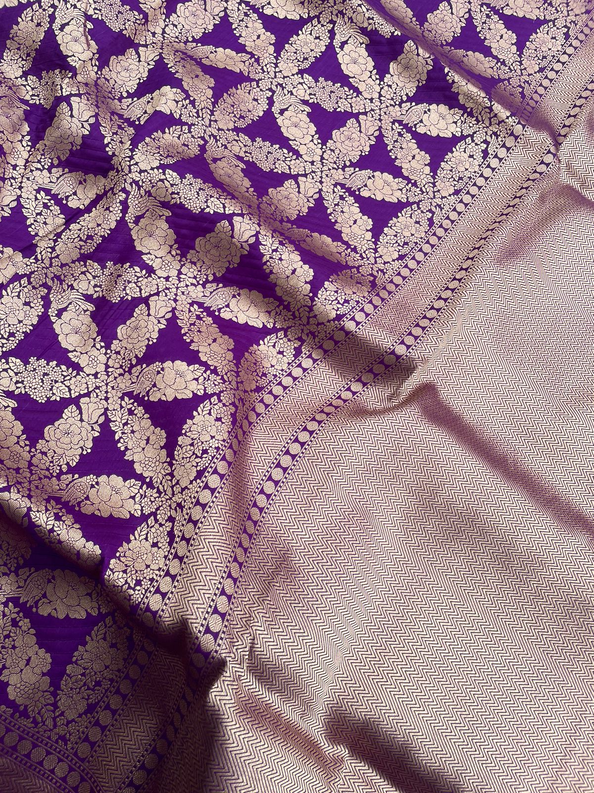 Purple Handwoven Pure Silk Banarasi Saree