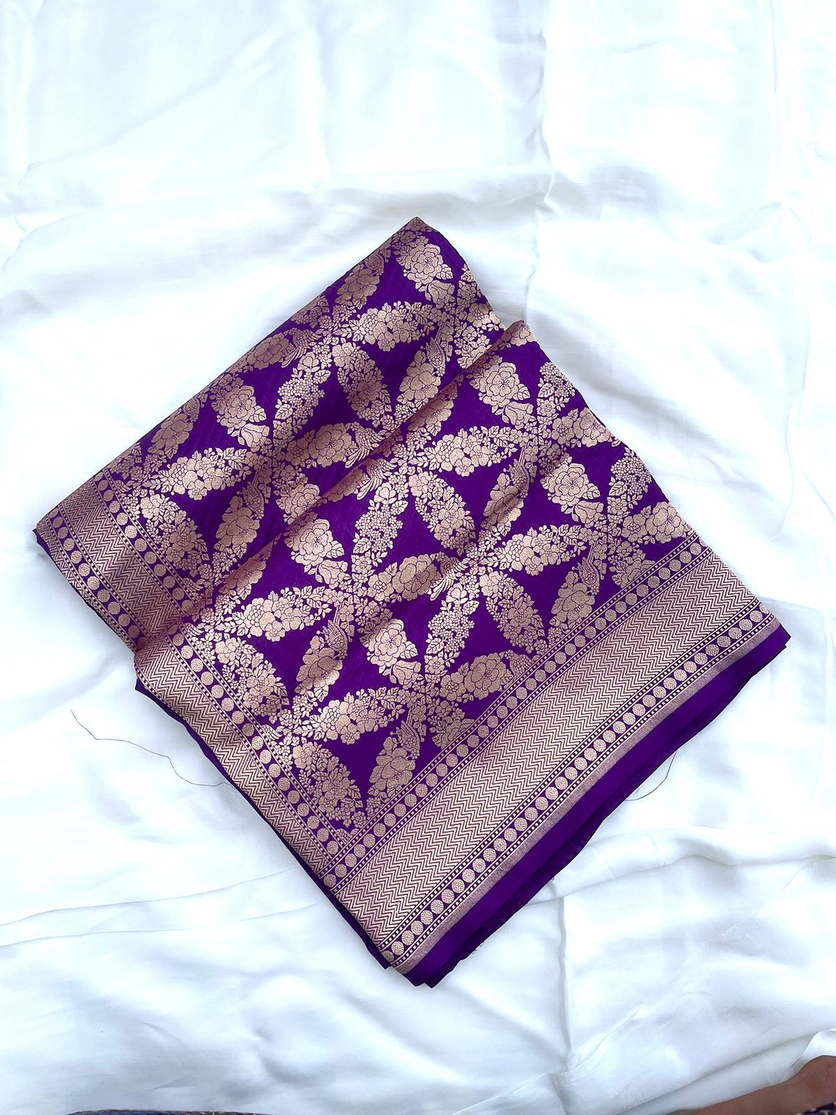 Purple Handwoven Pure Silk Banarasi Saree