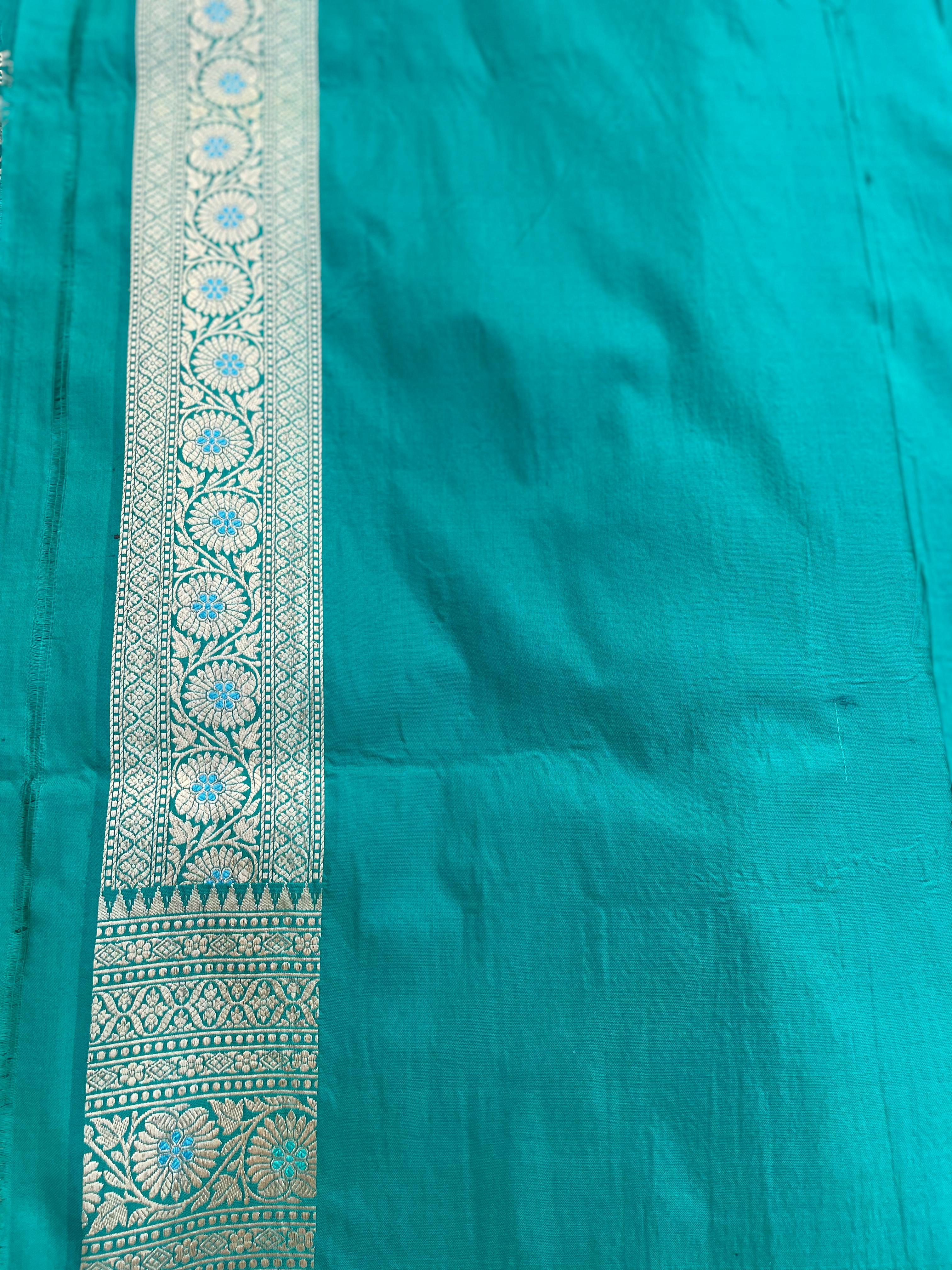 Green Handloom Banarasi Pure Silk Jangla Saree