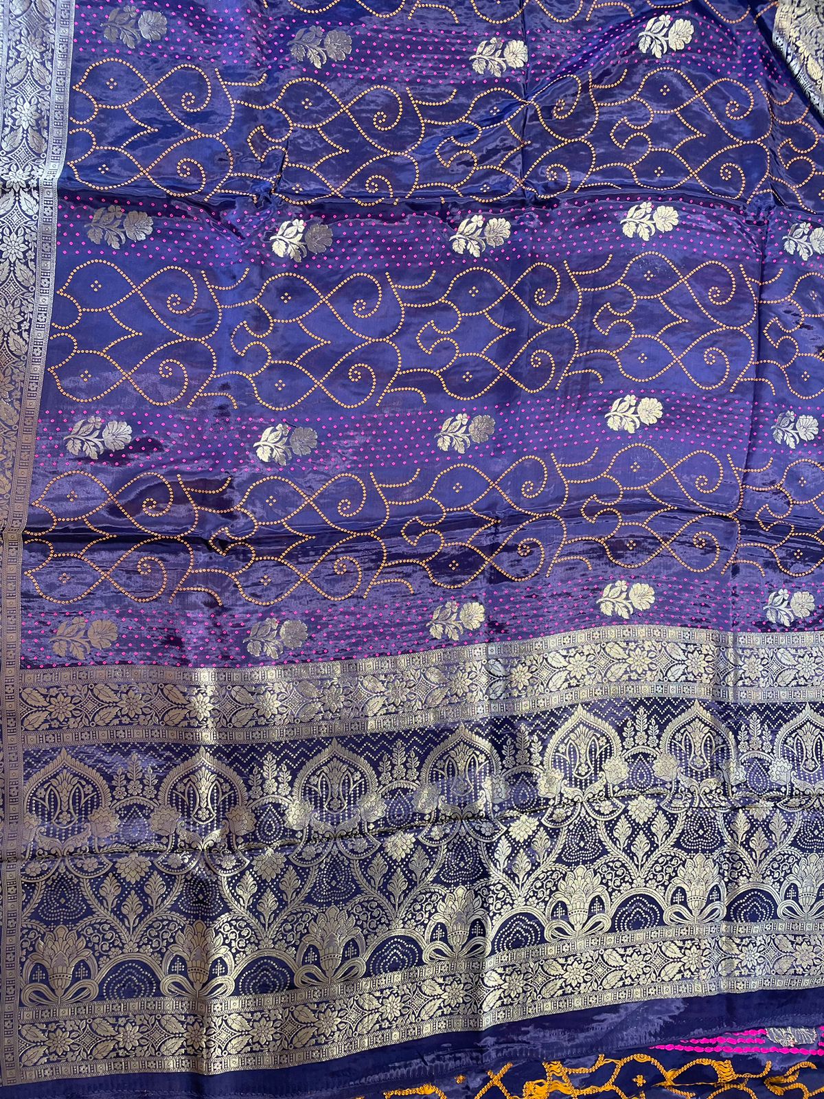 Handwoven Purple Crepe Silk Banarasi Saree with Meenakari Zari Work