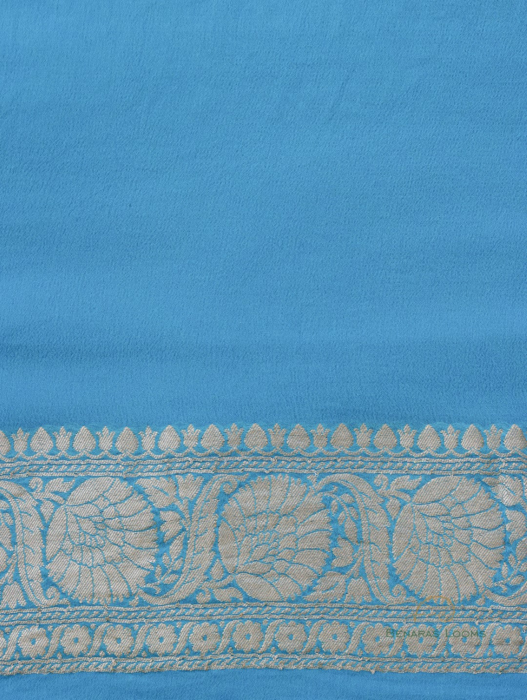 Blue Handloom Georgette Chevron Banarasi Saree