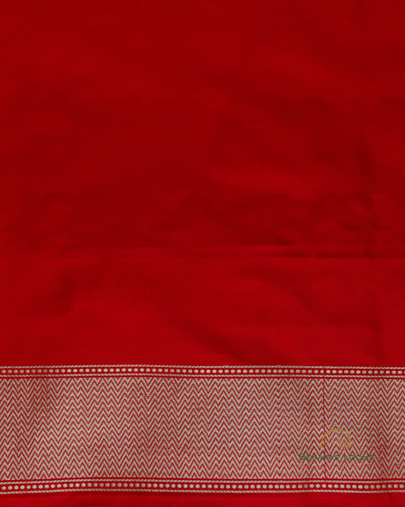 Handwoven Red Pure Silk Banarasi Shikargah Saree