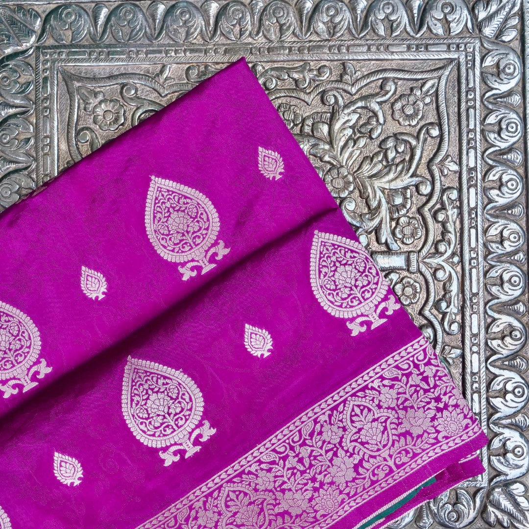 Purple Tanchoi Allover Butis Semi Silk Banarasi Saree
