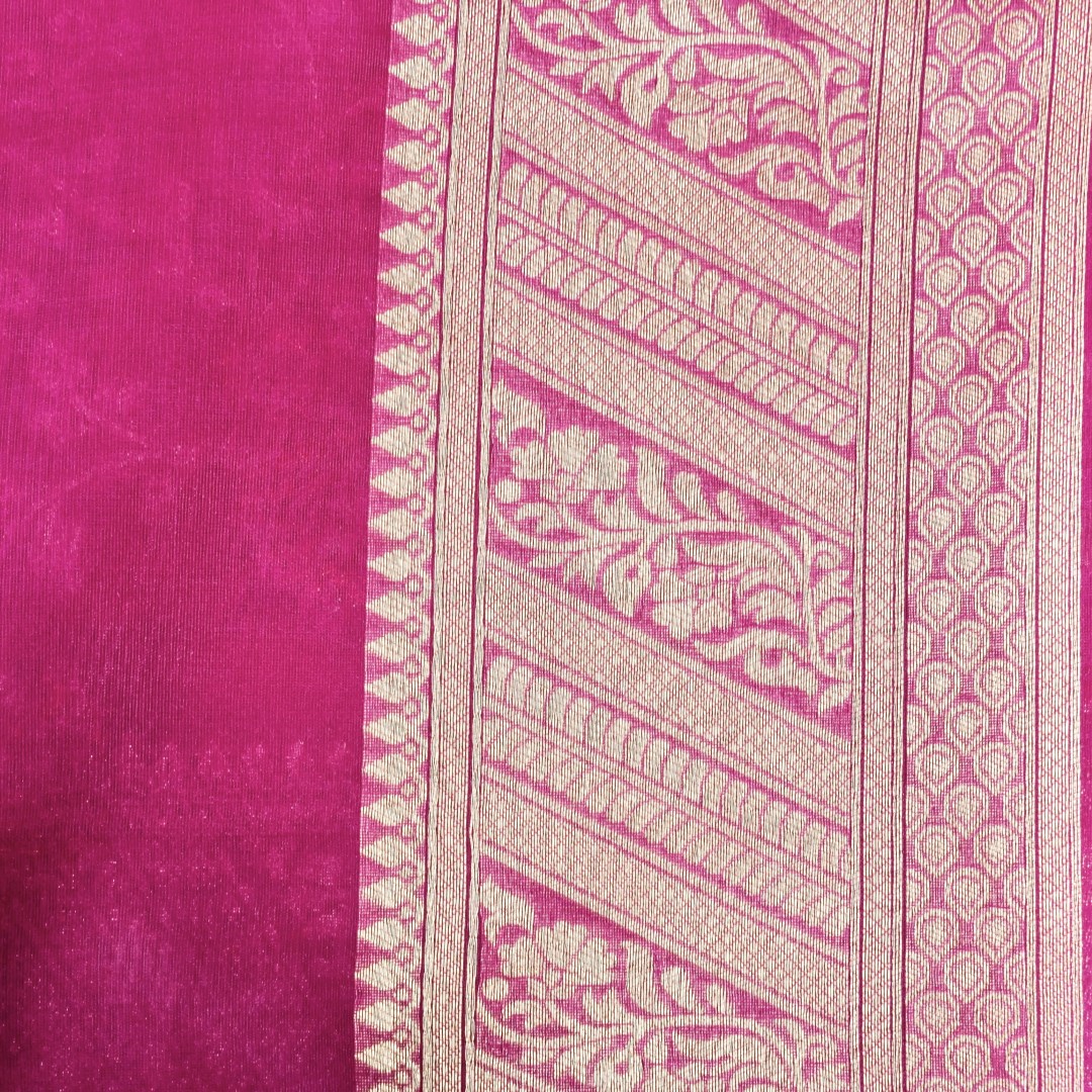 Wine Meena Floral Jaal Organza Banarasi Saree with Meenakari