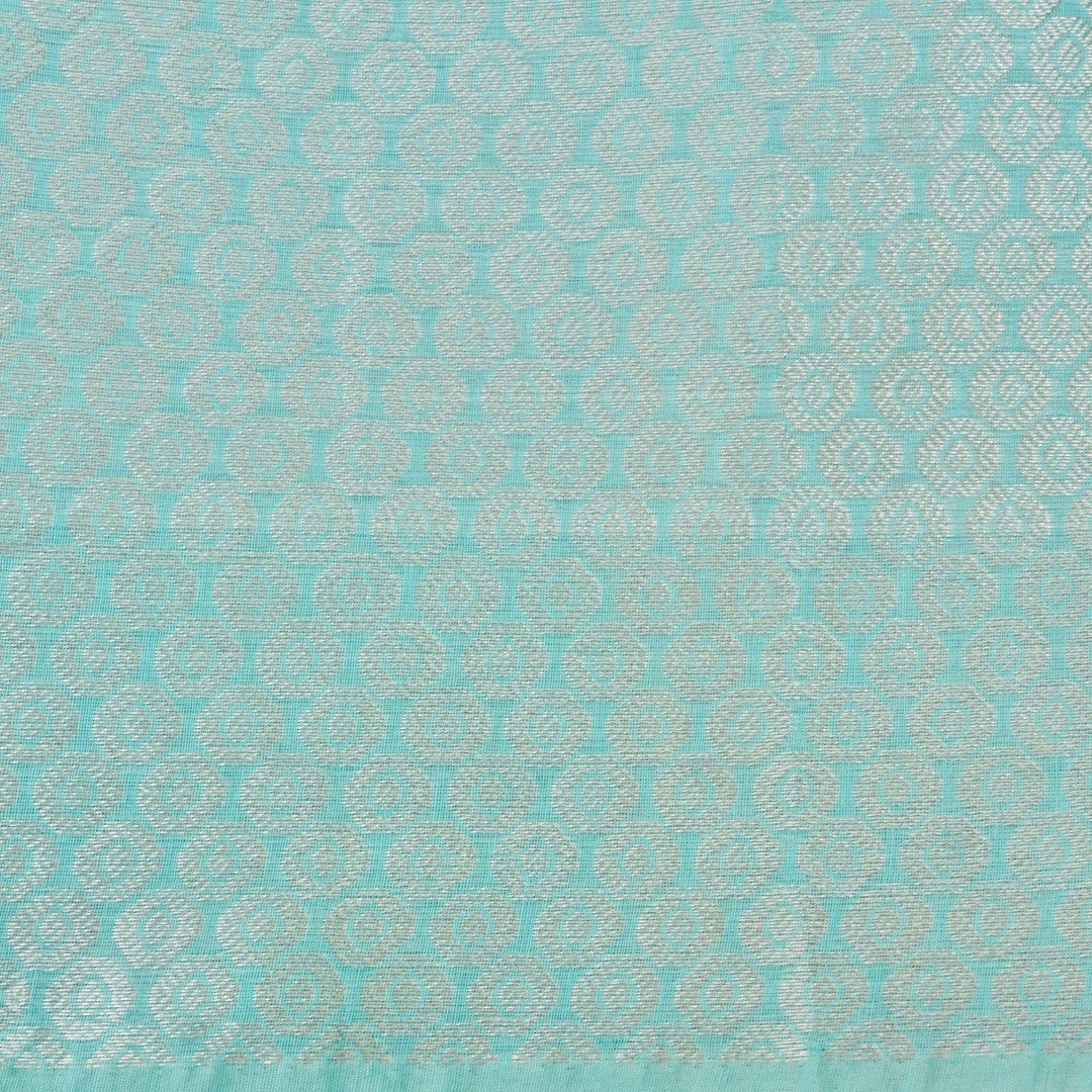 Sky Blue Cotton Adha Jaal Pattern Woven Banarasi Saree
