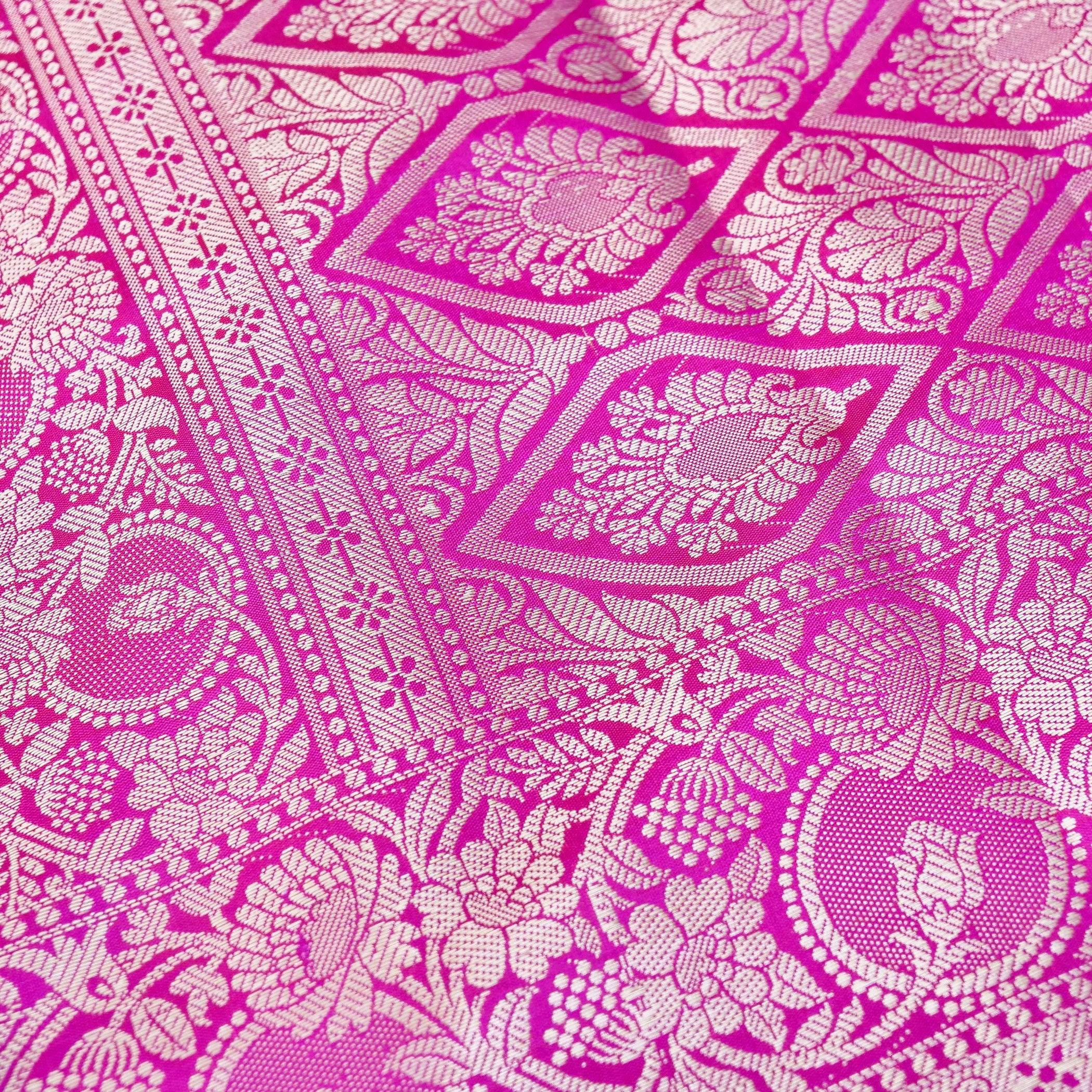 Purple Plain Silk Saree with Border and Pallu