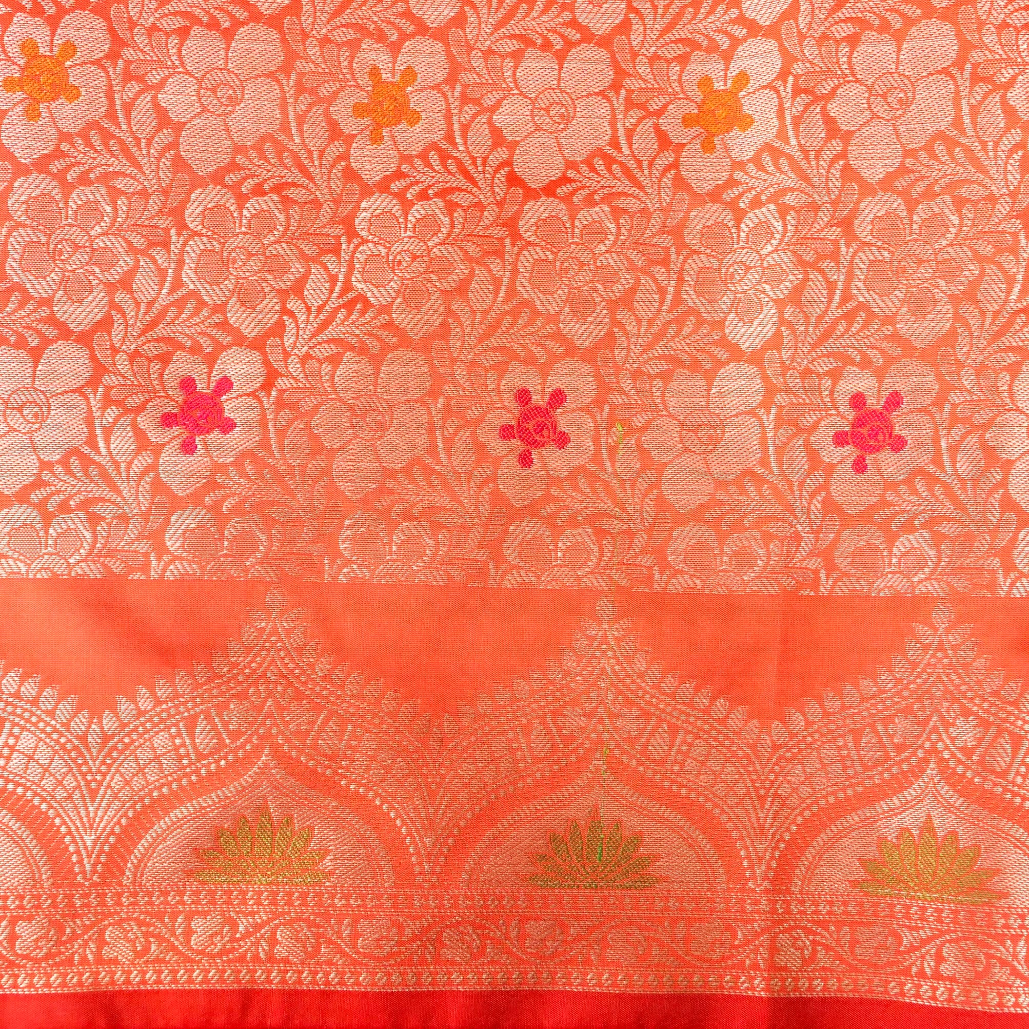 Peach Blue Butidar Banarasi Saree with Meenakari