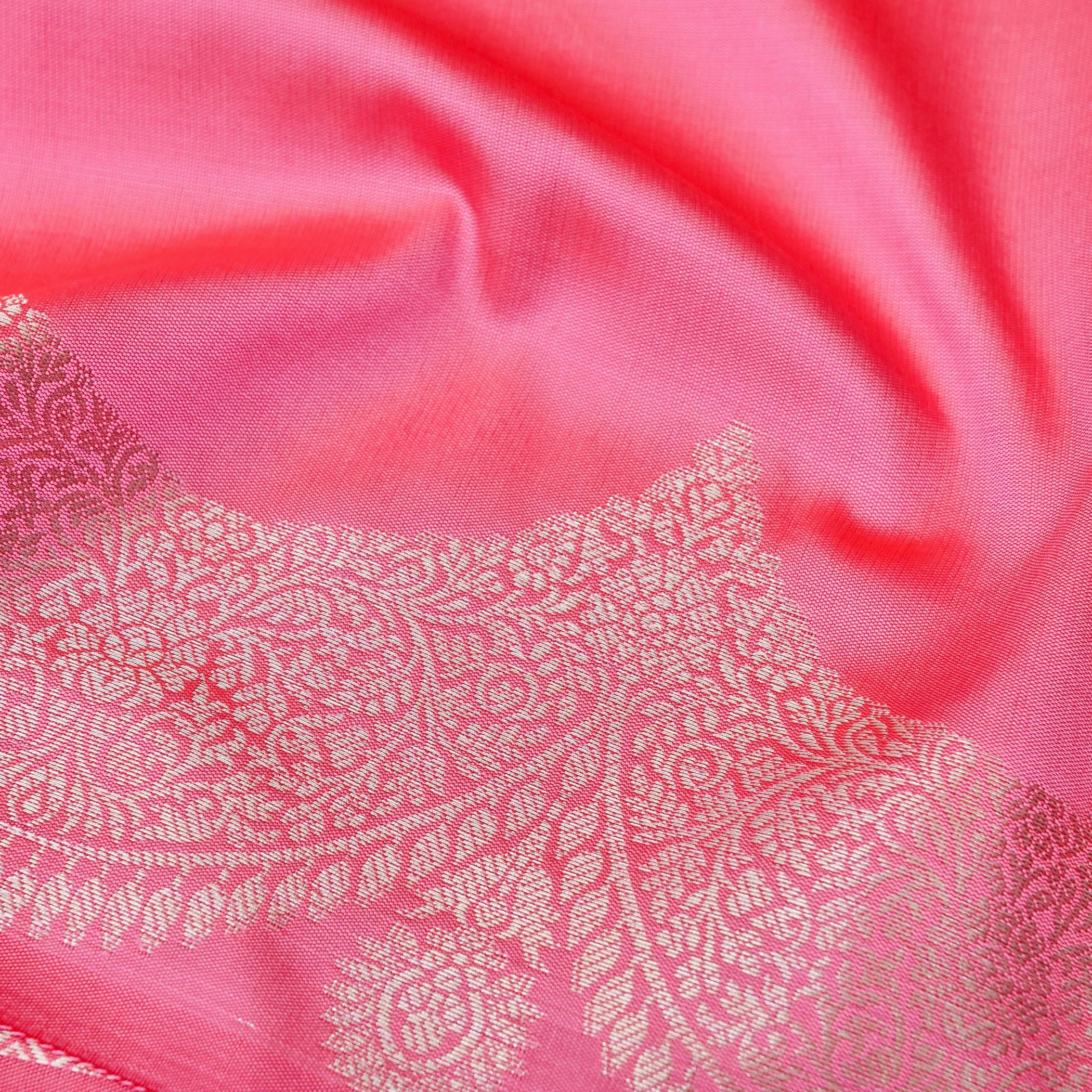 Light Pink Plain Silk Saree with Border and Pallu