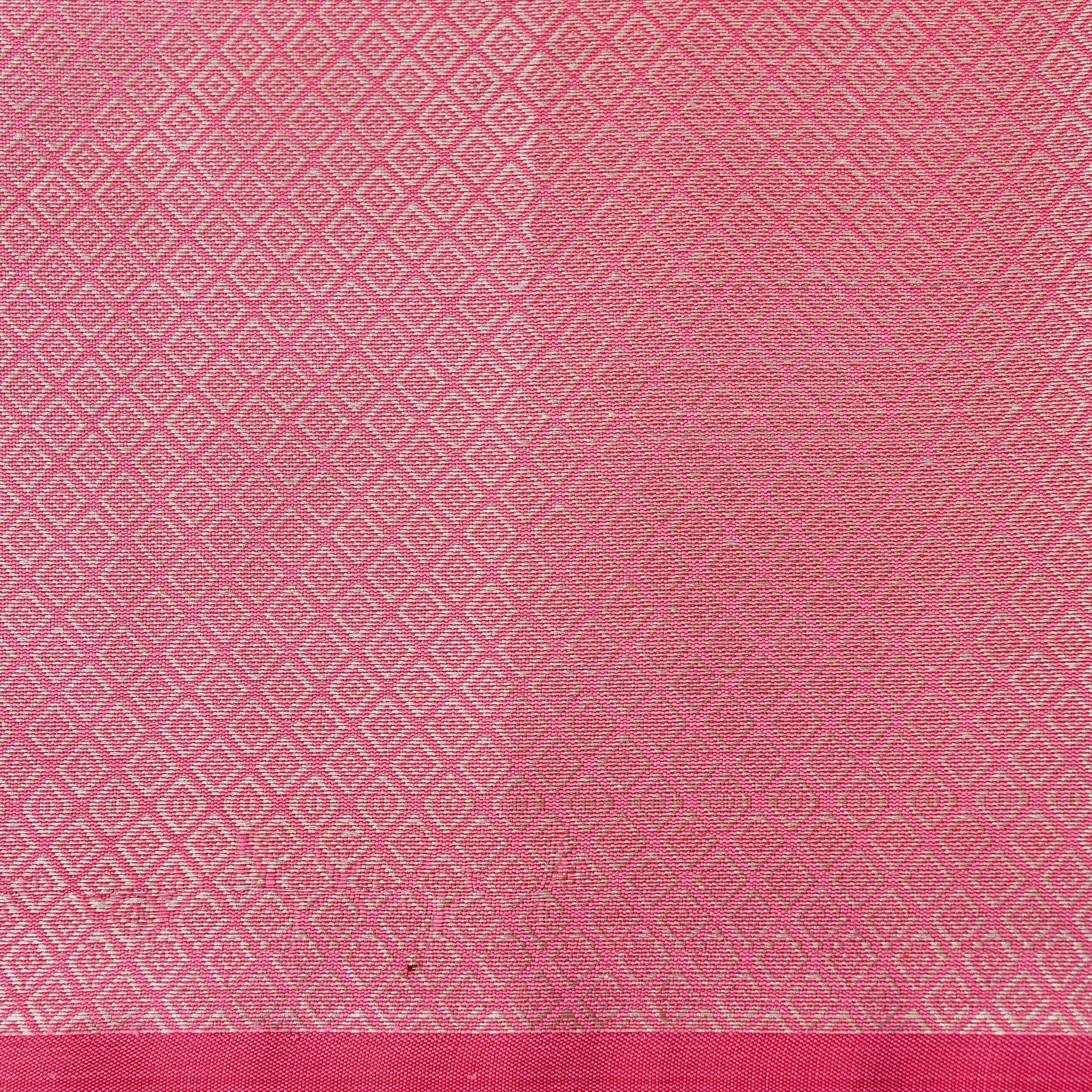 Light Pink Plain Silk Saree with Border and Pallu