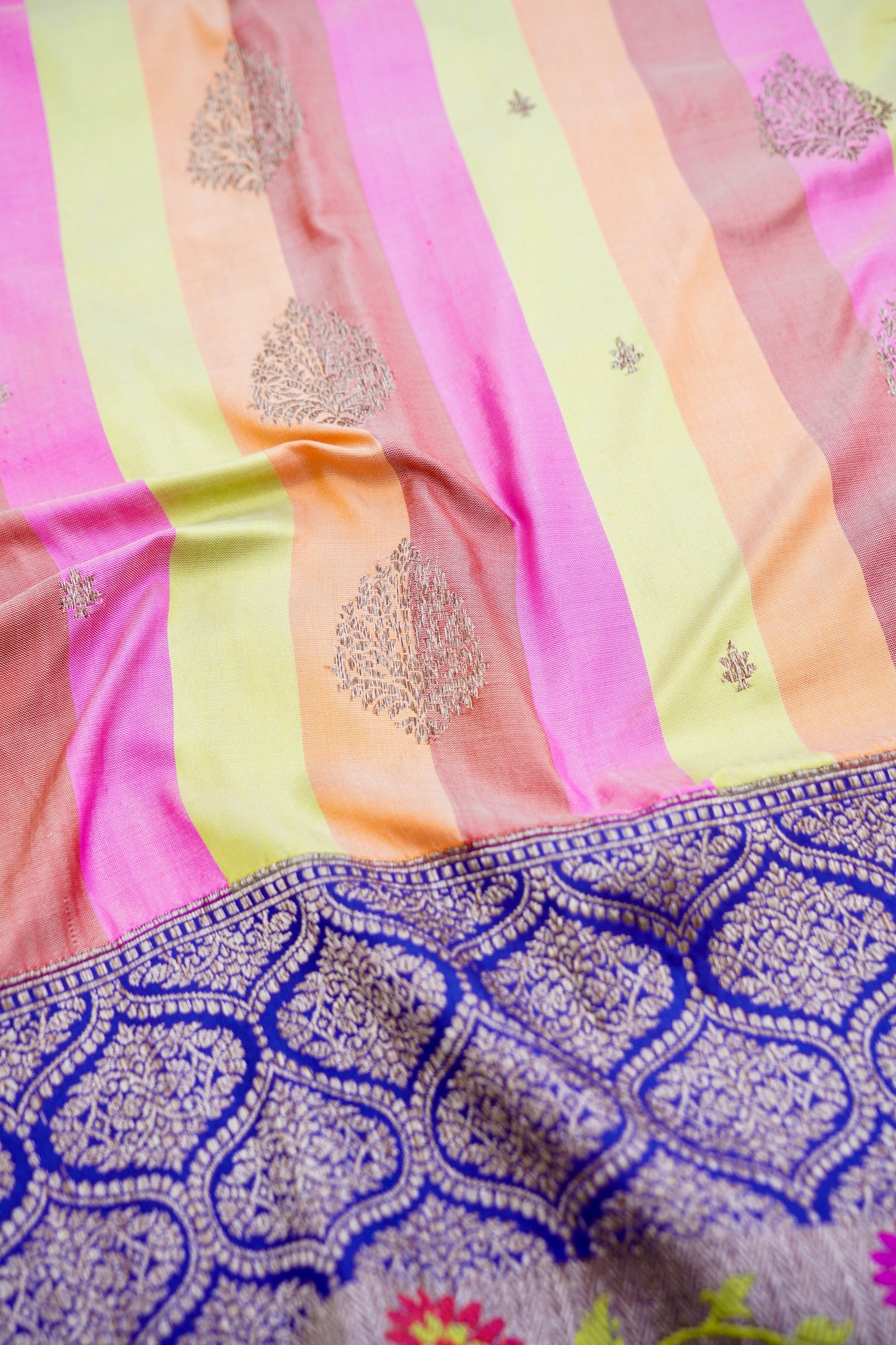 Handwoven Pure Kataan Silk Kadhua Buti Banarasi Rangkat Saree