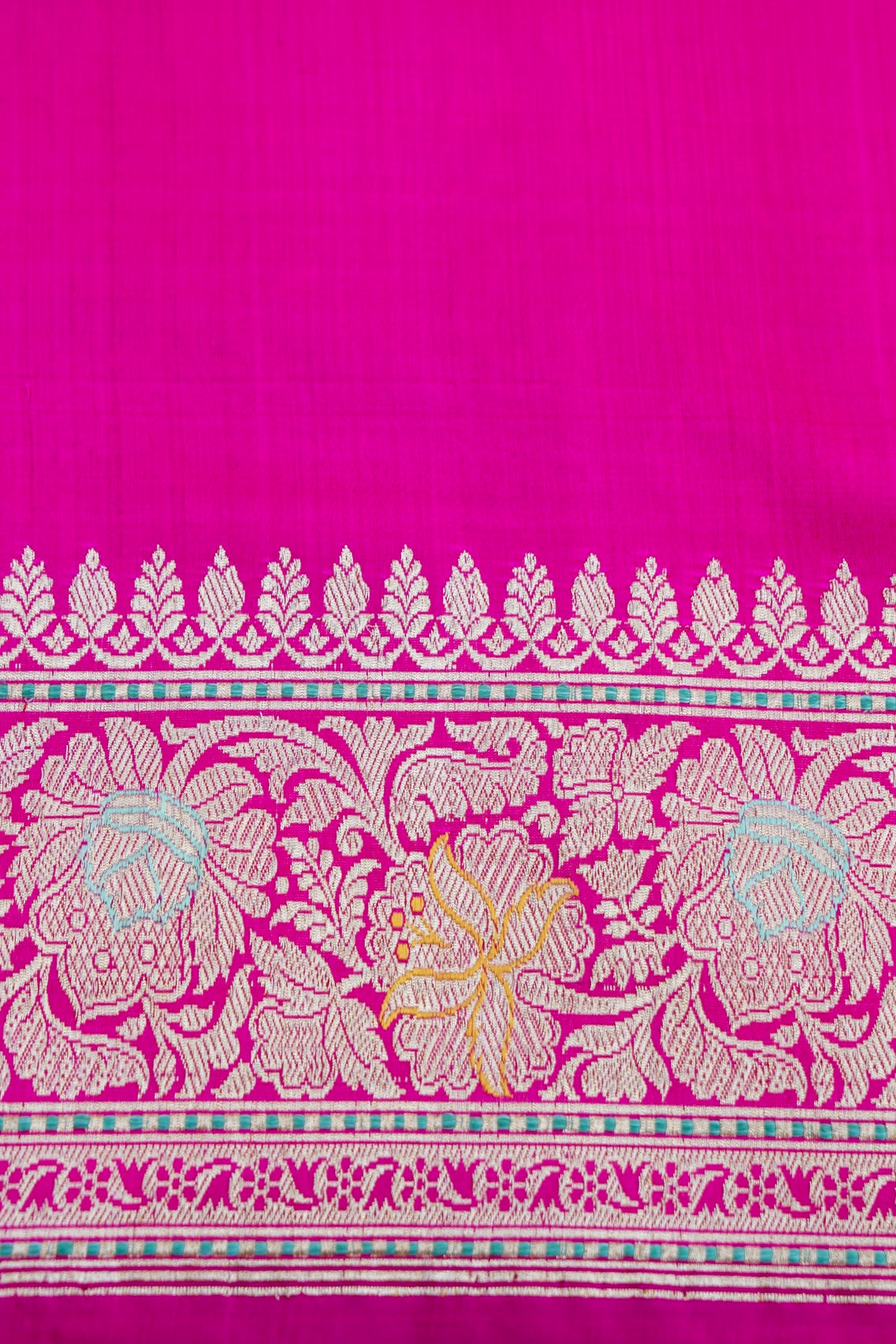Pink Handwoven Pure Kataan Silk Kadhua Jangla Benarasi Saree