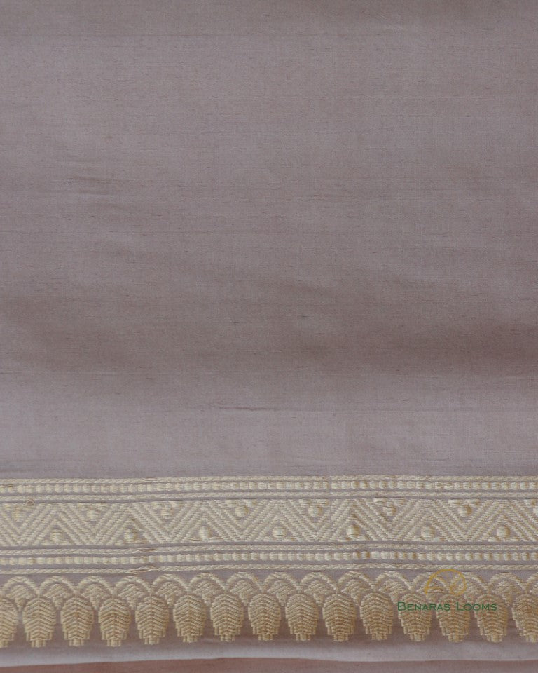 Beige Handloom Kataan Silk Shikargah Buti Banarasi Silk Saree