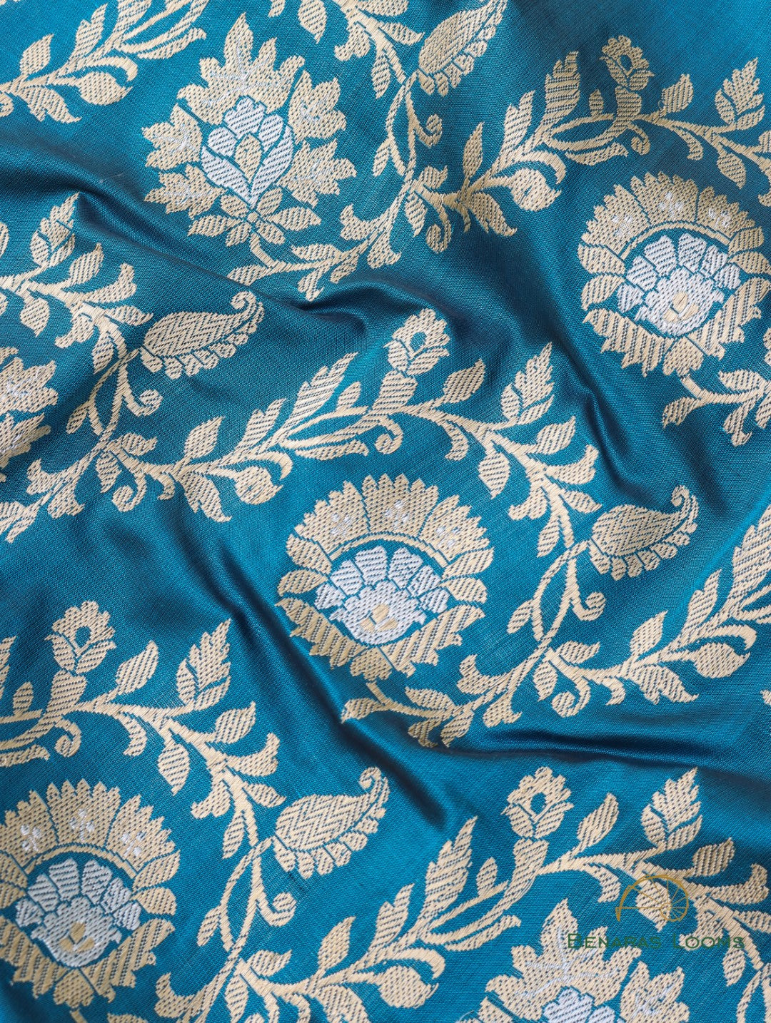 Blue Handloom Kataan Silk Kadhua Jangla Banarasi Saree