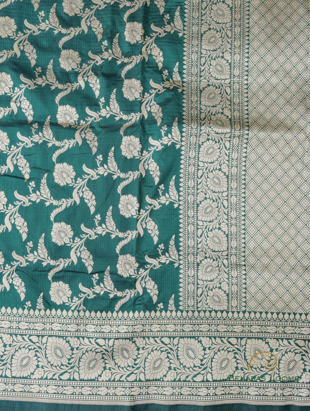 Green Handloom Kataan Silk kadhua Jangla Banarasi Saree