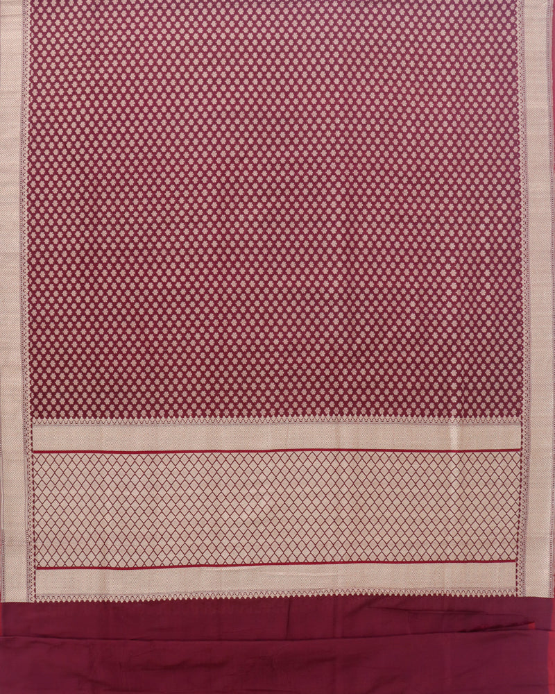 Maroon Pure Cotton Kataan Silk Jangla Handloom Banarasi Saree