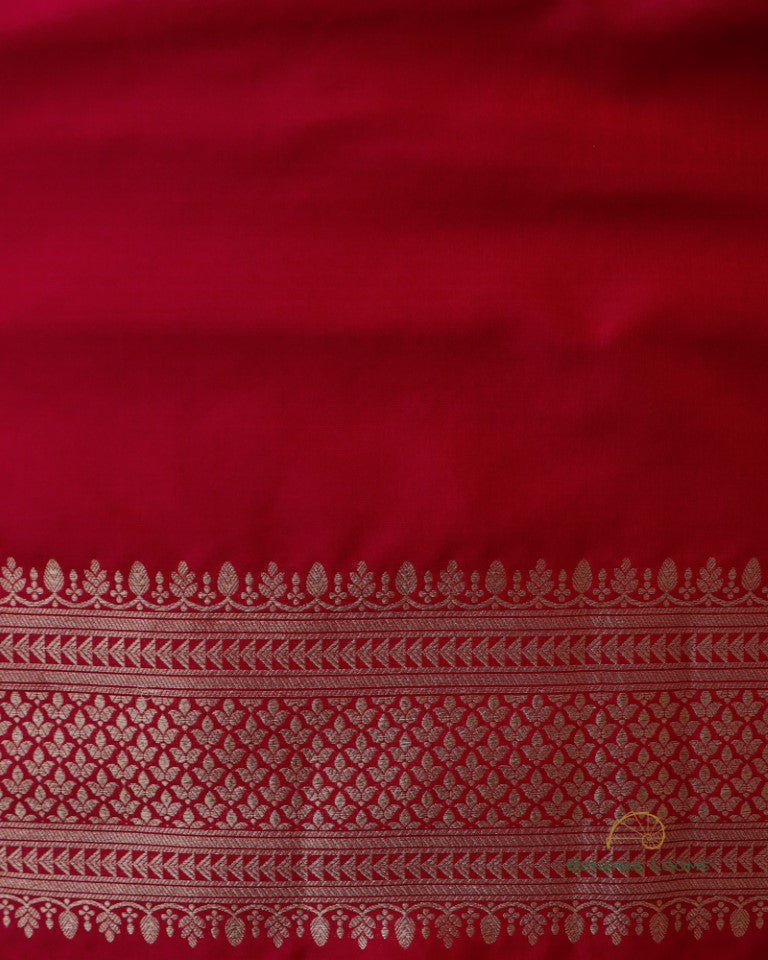 Red Jangla Handwoven Pure Kataan Silk Banarasi Saree