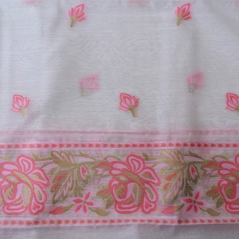Ivory Cotton Silk Banarasi Unstitched Suit Fabric