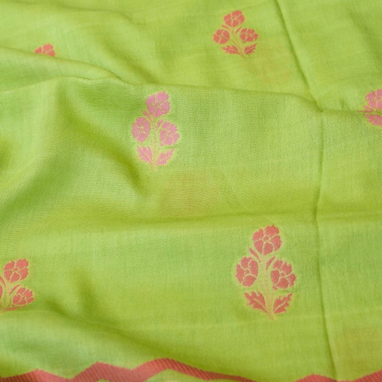 Green Cotton Silk Banarasi Unstitched Suit Fabric