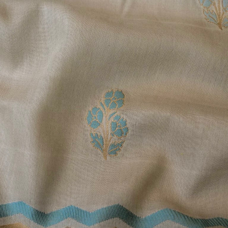 Beige Cotton Silk Banarasi Unstitched Suit Fabric
