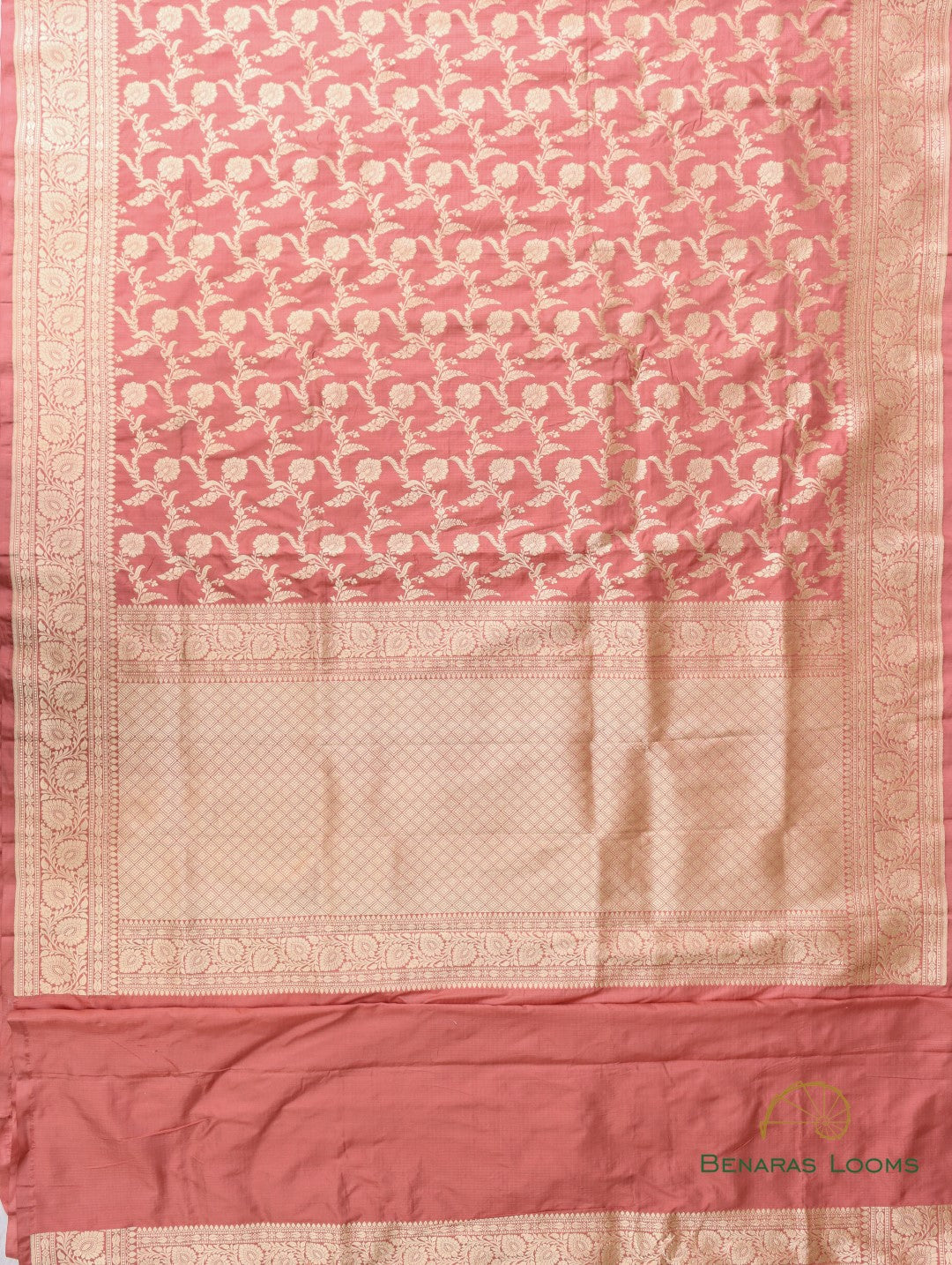 Peach Handloom Kataan Silk Kadhua Jangla Banarasi Saree