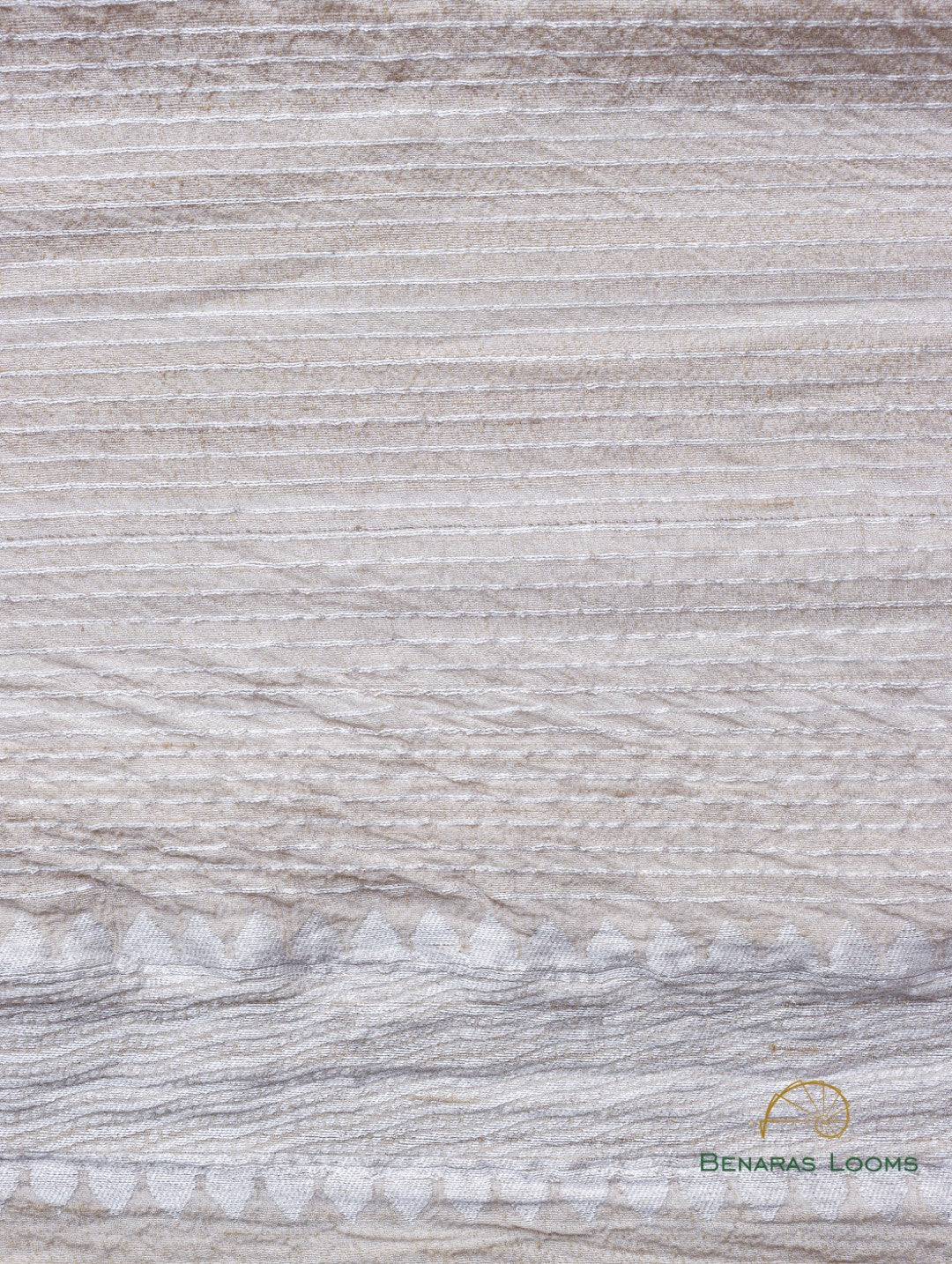 Cream Handloom Tussar Georgette Jaal Banarasi Saree