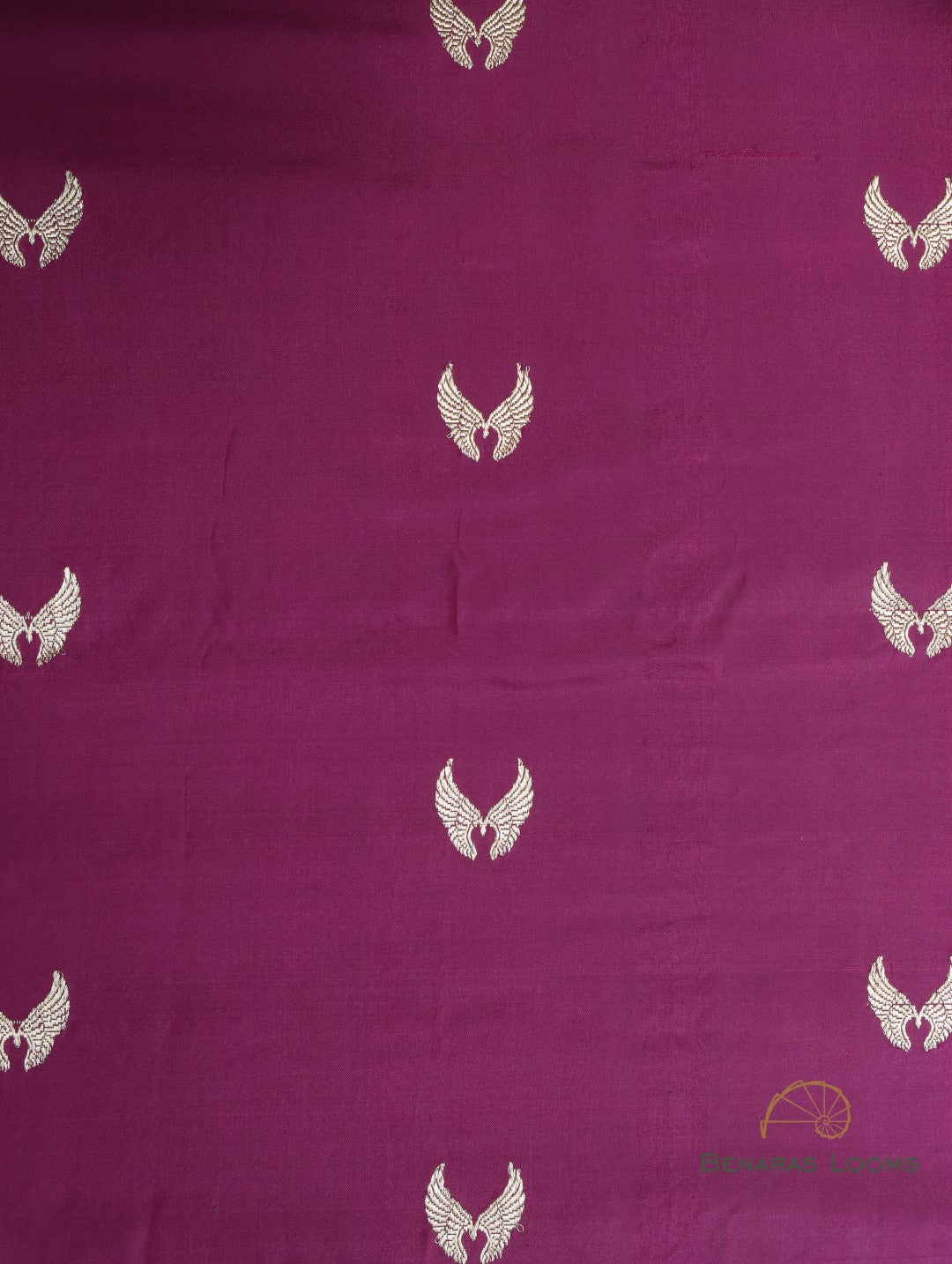 Wine Handwoven Pure Silk Banarasi Fabric