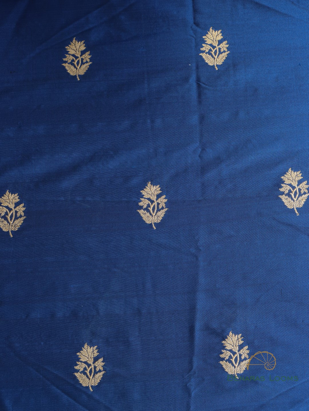 Blue Handwoven Pure Silk Banarasi Fabric