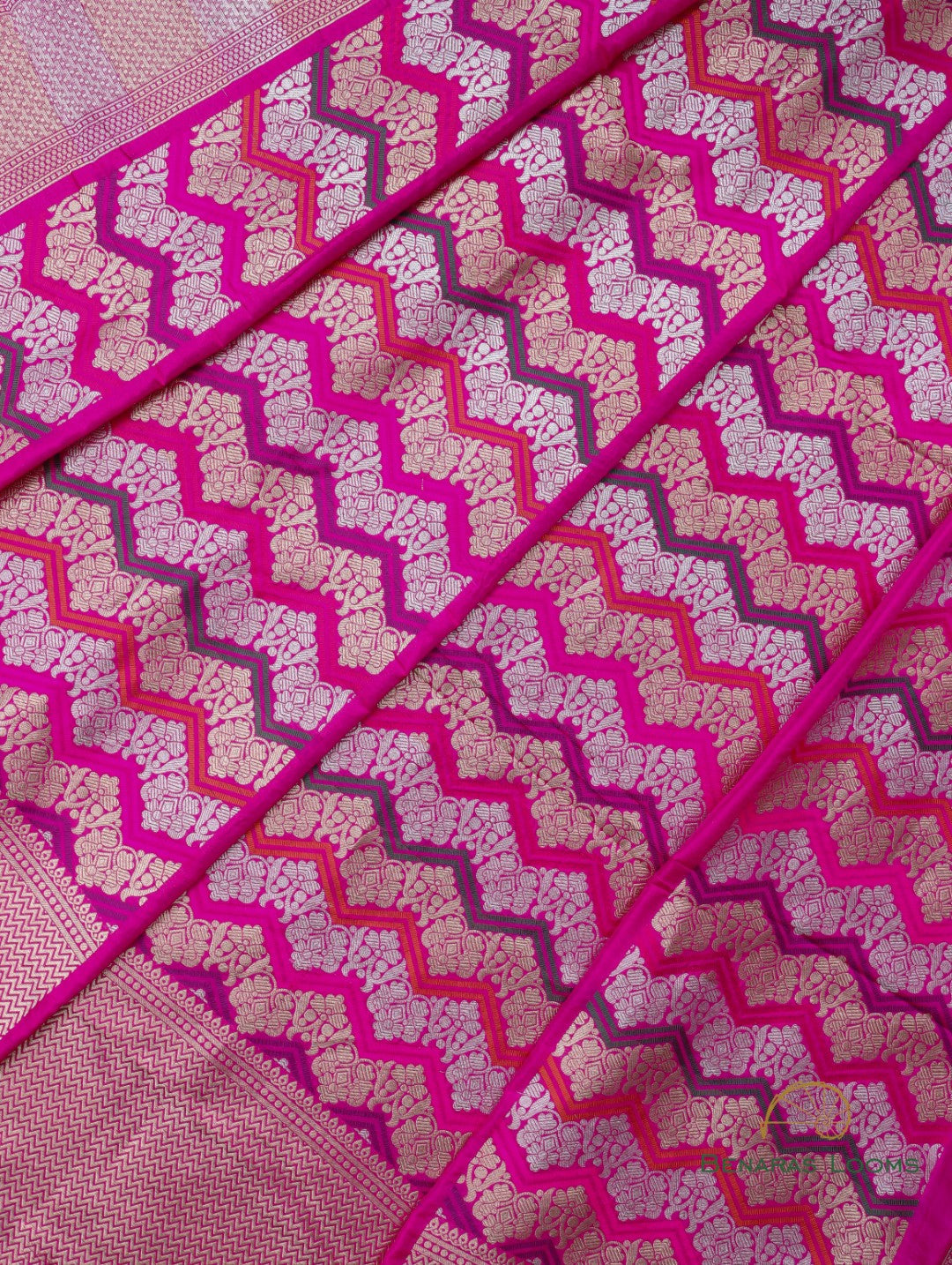 Kanika Pink Handwoven Pure Silk Banarasi Rangkaat Lehenga