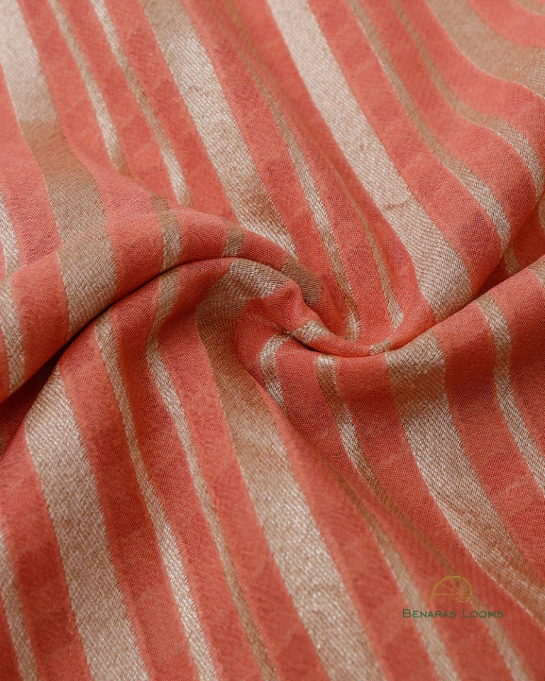 Peach Handwoven Pure Khaddi Georgette Saree