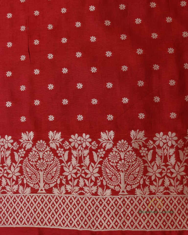 Maroon Handwoven Chanderi Silk Unstiched Suit Set