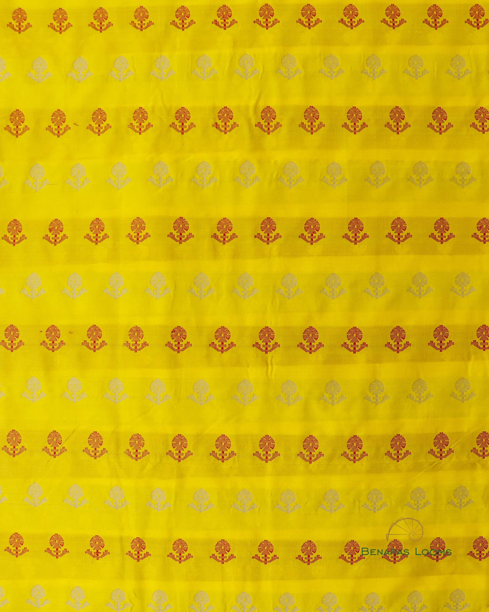 Yellow Handwoven Pure Kataan Silk Fabric