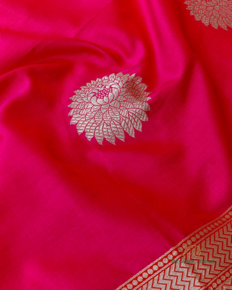 Pink Handwoven Pure Kataan Silk Kadhua Buti Banarasi Dupatta