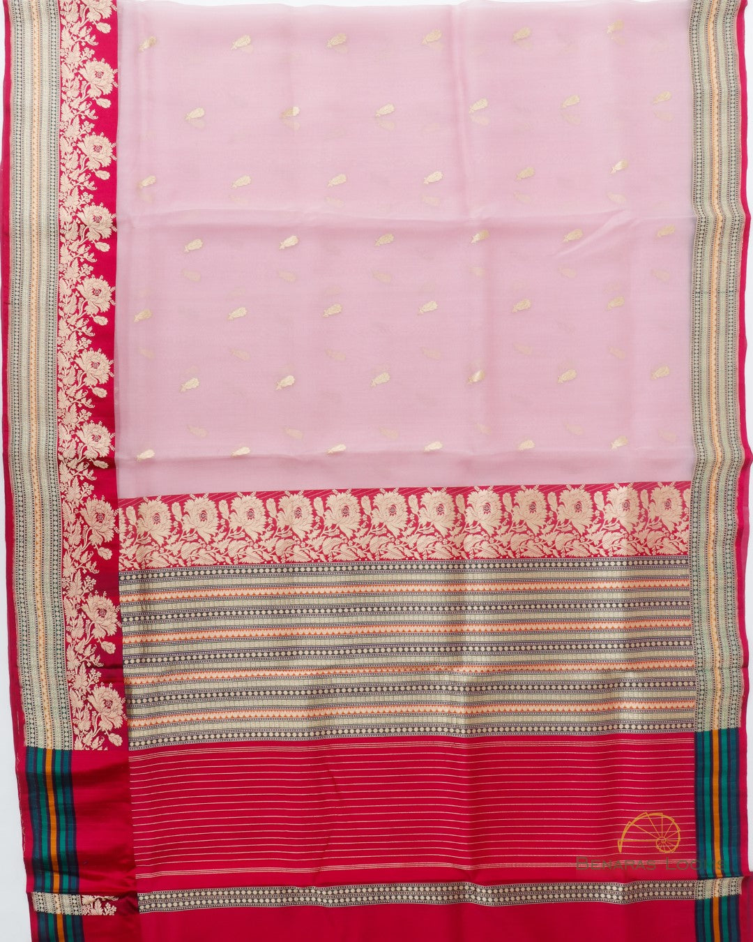 Pink Handwoven Pure Kora Silk Banarasi Saree
