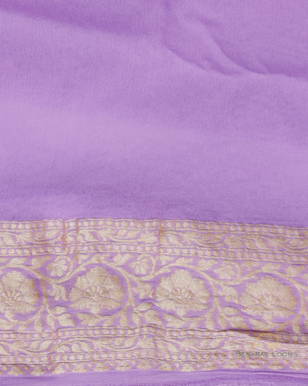 Lavender Pure Georgette Silk Handwoven Banarasi saree