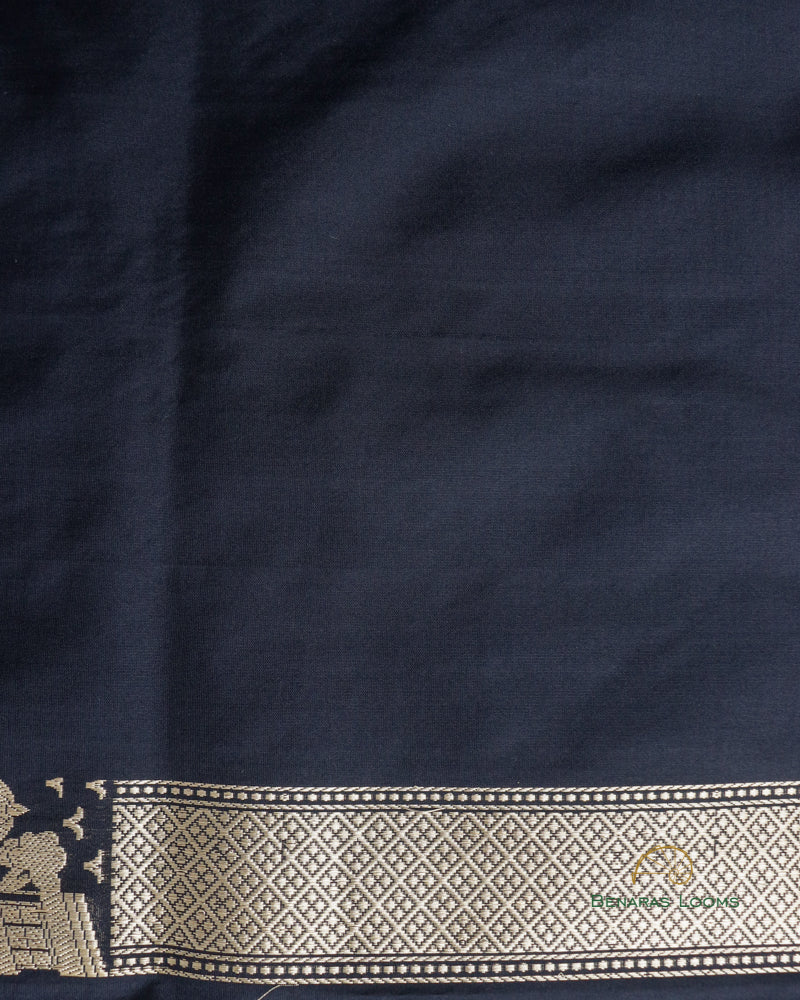 Black Handwoven Pure Kataan Silk Shikaargah Saree