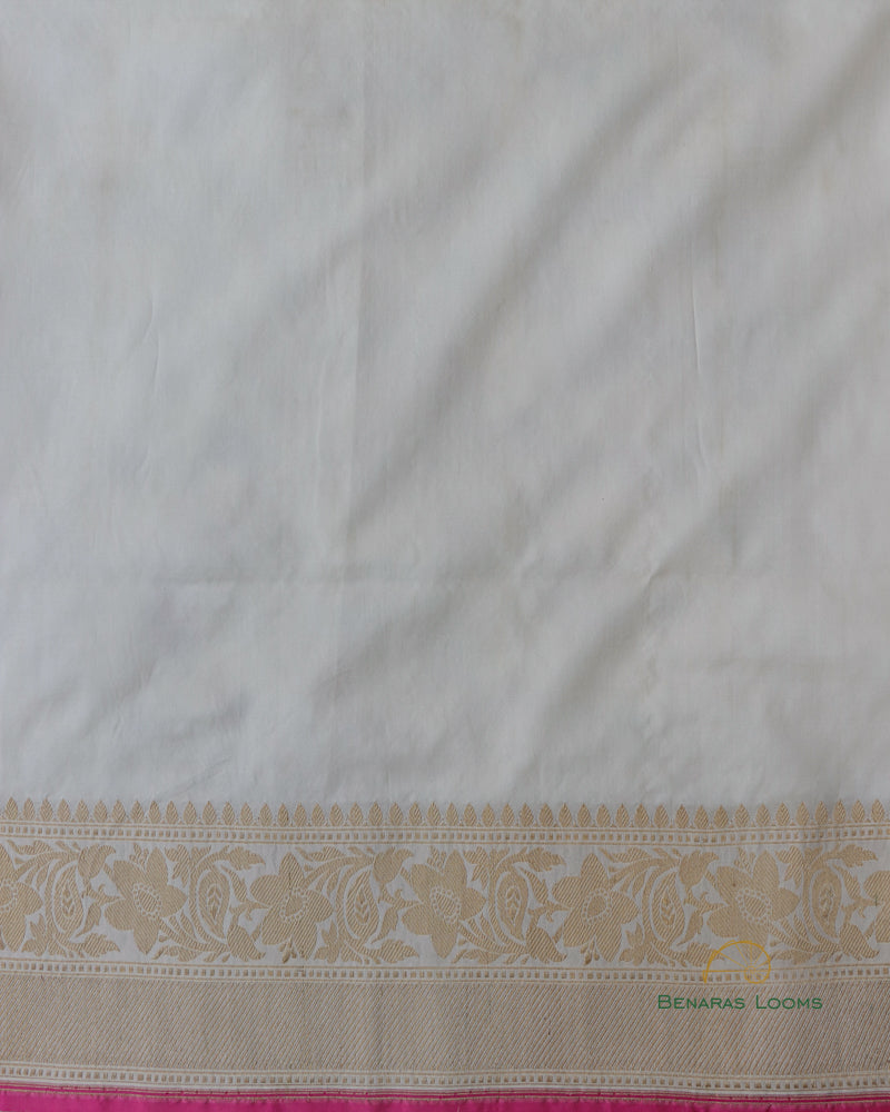 Cream Handwoven Pure Kataan Kadhua Jangla Benarasi Saree