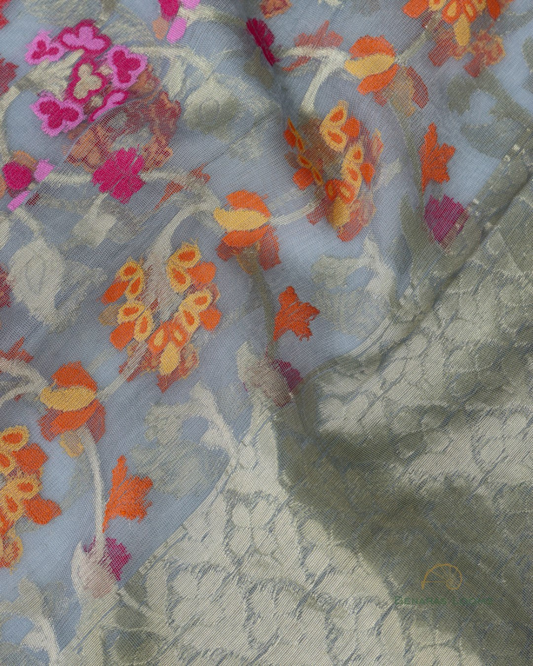 Dark Grey Organza Net Banarasi Handwoven Dupatta