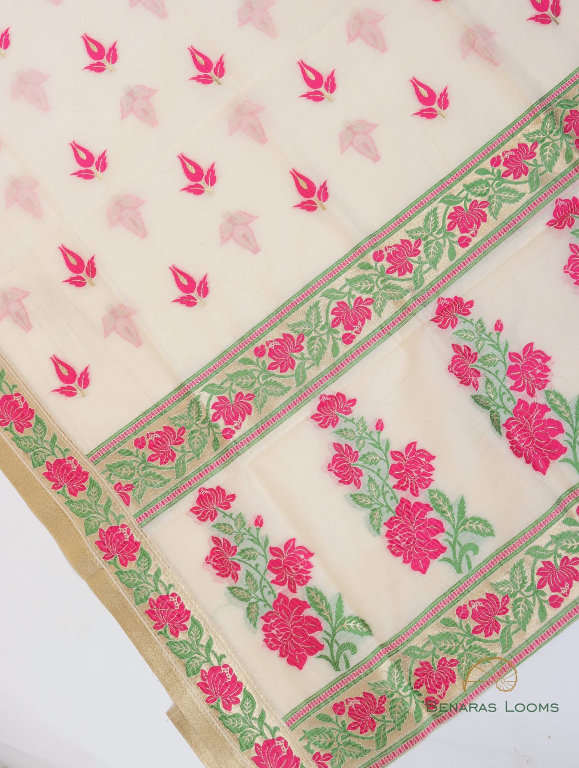 Dyeable Handwoven Pure Kora Cotton Banarasi Suit Fabric