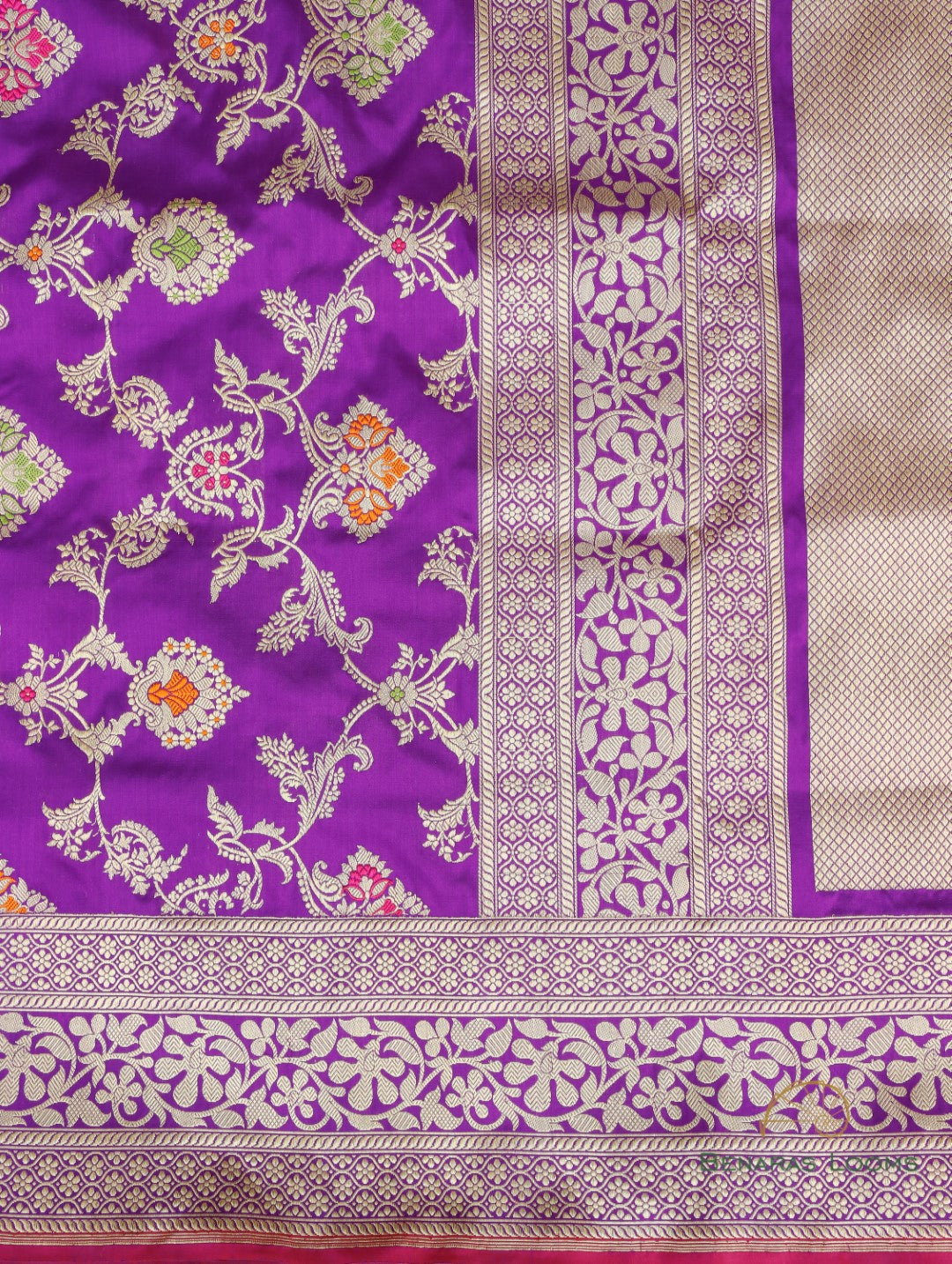 Purple Handwoven Pure Kataan Silk Banarasi Saree With Meenakari